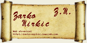 Žarko Mirkić vizit kartica